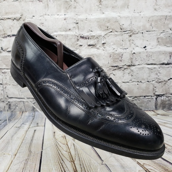 Florsheim Lexington Loafers Men’s 10 Black Leather Kiltie Tassel Dress Shoes - Picture 1 of 8